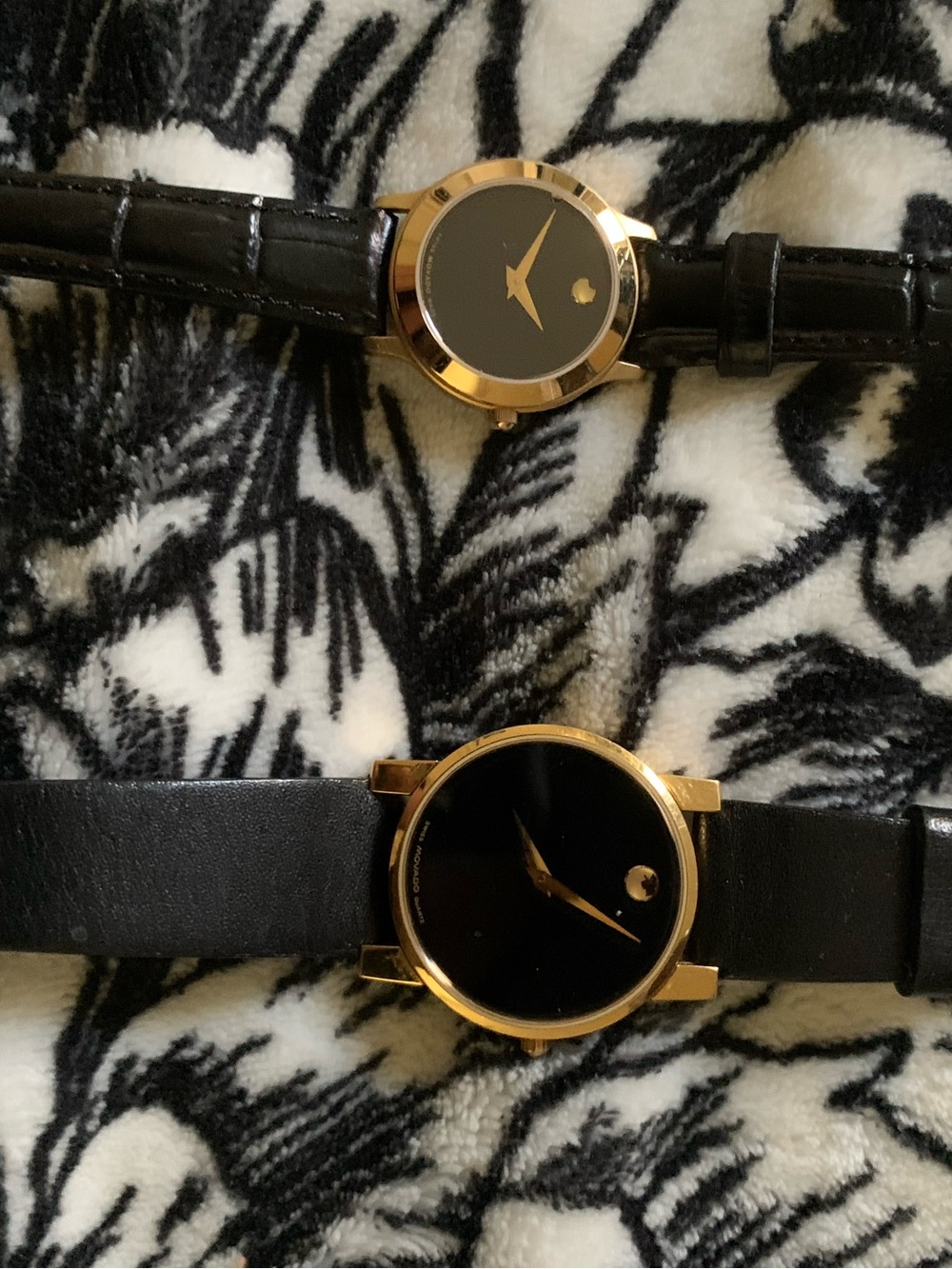 Movado Gold and Black Women's Minimalist Watch